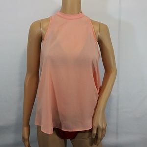 Rose & Olive Open Back Button Neck Peach Sz Small
